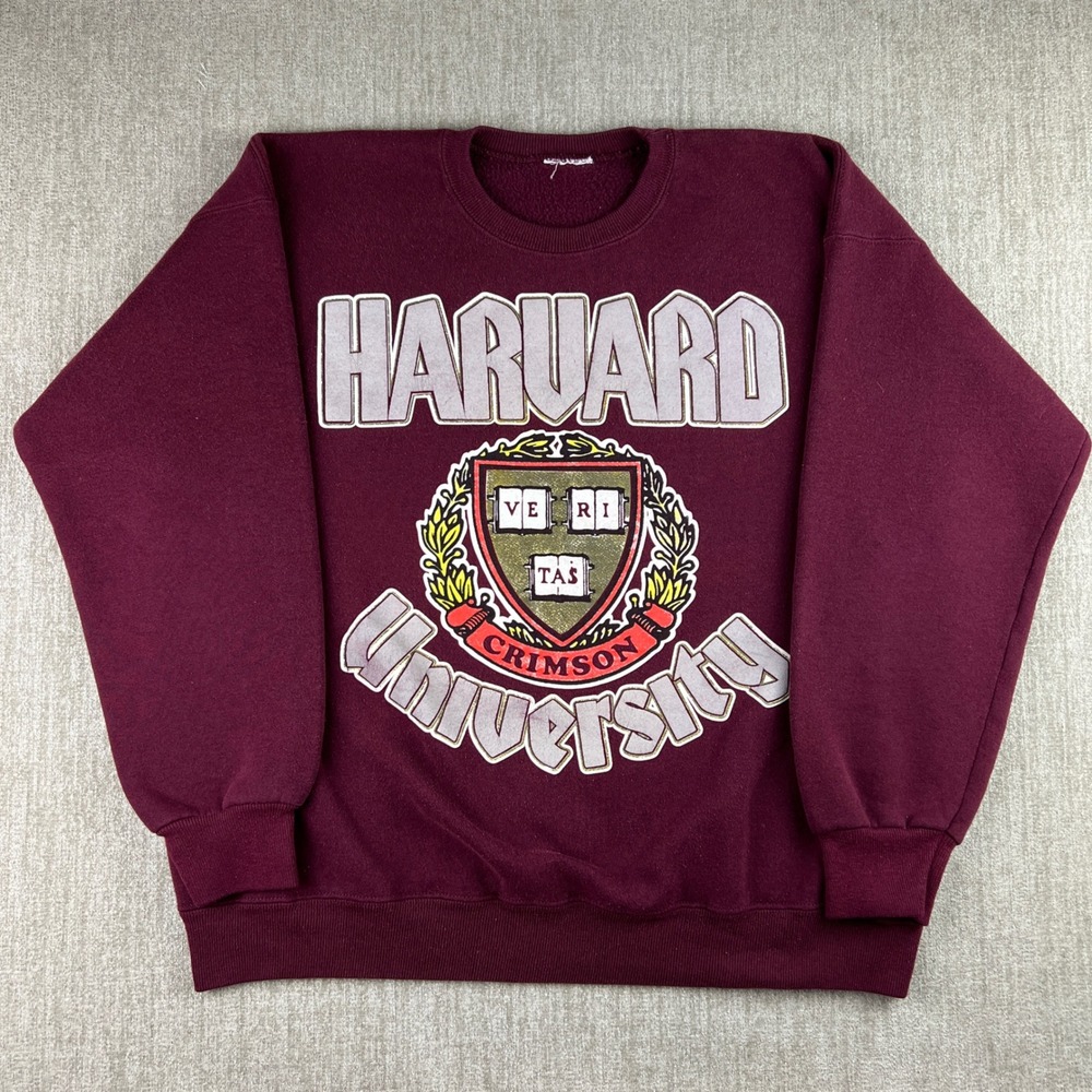 Vintage 90s Harvard Sweatshirt Mens XL Burgundy Collegiate Ivy League Cozy Baggy
